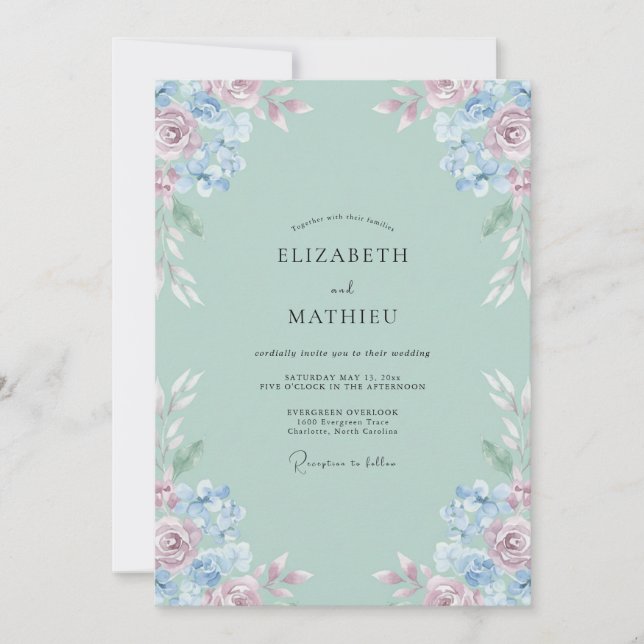 Convite Casamento Pétala Bege Celadão (Frente)
