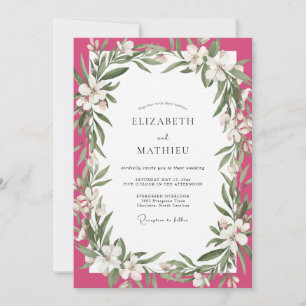 Convite Casamento Pétala Branca Magenta