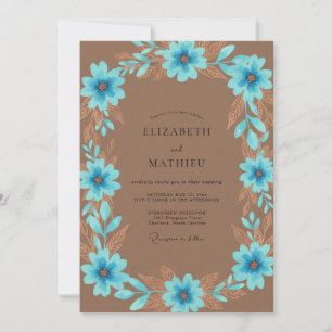 Convite Casamento Pétala Bronze Azulado