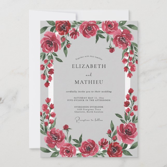 Convite Casamento Pétala Carmesim (Frente)