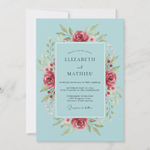 Convite Casamento Pétala Carmesim Celeste