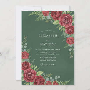 Convite Casamento Pétala Carmesim Floresta