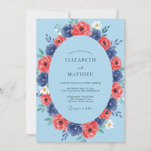 Convite Casamento Pétala Carmesim Marinho