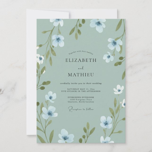 Convite Casamento Pétala Celadon (Frente)