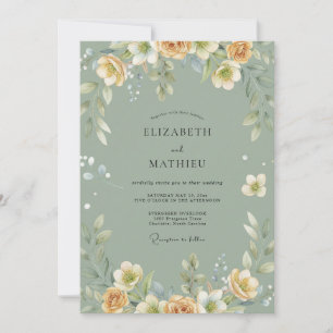 Convite Casamento Pétala Celadon Champanhe