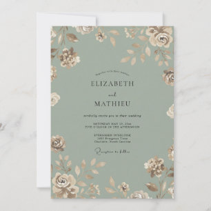 Convite Casamento Pétala Celadon Empoeirado