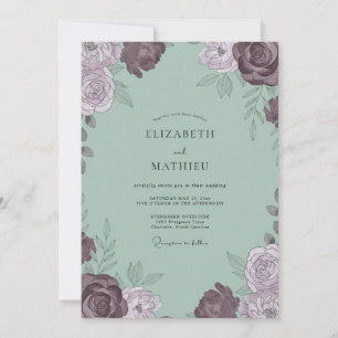 Convite Casamento Pétala Celadon Rosa Macio