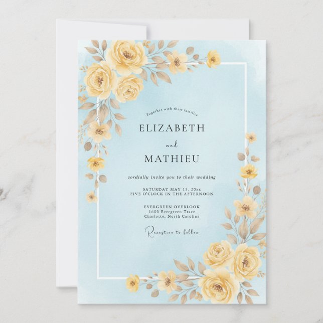 Convite Casamento Pétala Céu de Mel (Frente)