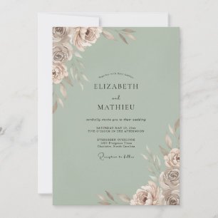 Convite Casamento Pétala Champanhe Celadon