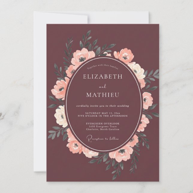 Convite Casamento Pétala Champanhe Marrom (Frente)