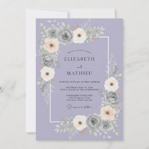 Convite Casamento Pétala Cinza Lilás