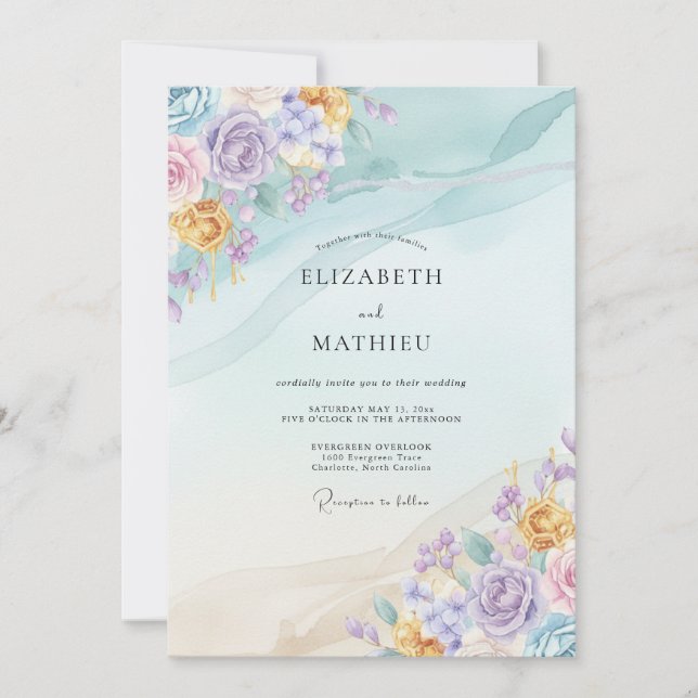 Convite Casamento Pétala Citrino Alvinha (Frente)
