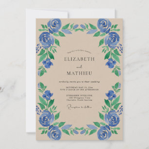 Convite Casamento Pétala Cobalto Azul