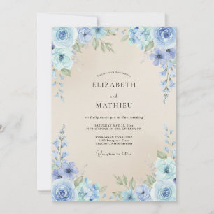 Convite Casamento Pétala Creme Antigo Periwinkle