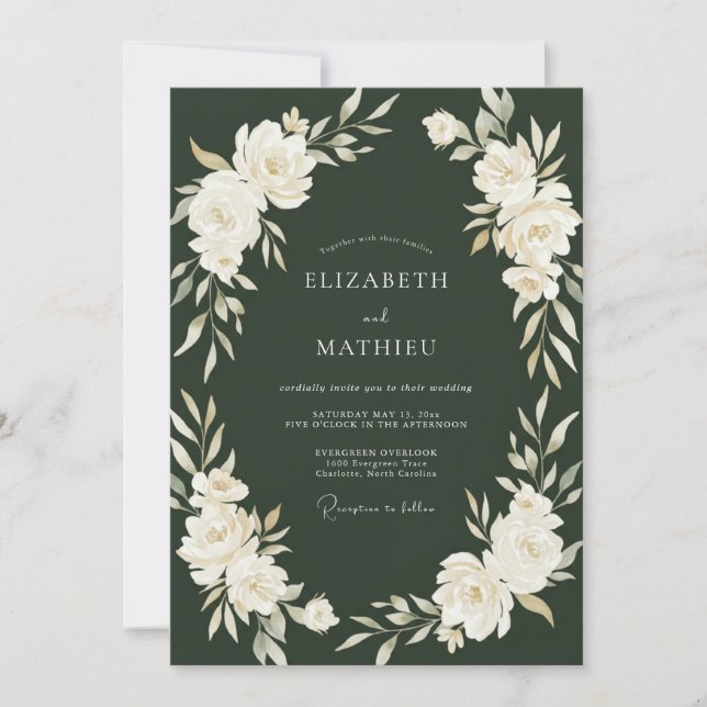 Convite Casamento Pétala Creme Caçador (Frente)