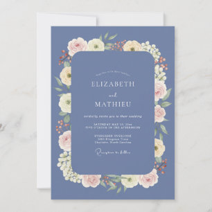 Convite Casamento Pétala Creme Marfim Periwinkle