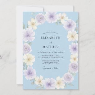 Convite Casamento Pétala Creme Quente Periwinkle