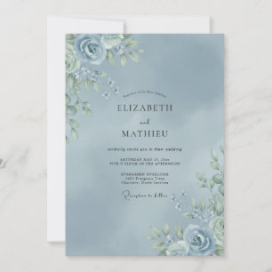 Convite Casamento Pétala de Aço Azul
