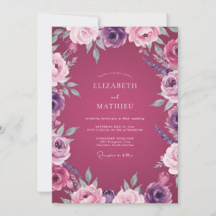 Convite Casamento Pétala de Ámbar Magenta