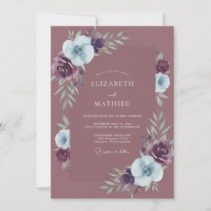 Convite Casamento Pétala de Ameixa Costeira Periwinkle