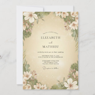 Convite Casamento Pétala de Champanhe Creme
