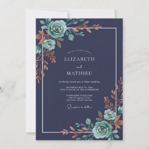 Convite Casamento Pétala de Cobre à Meia-Noite