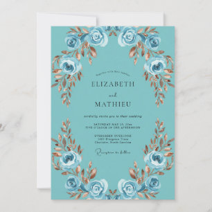 Convite Casamento Pétala de Cobre Aqua