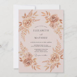 Convite Casamento Pétala de Cobre Champanhe Dourado