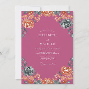 Convite Casamento Pétala de Coral Desbotado Magenta