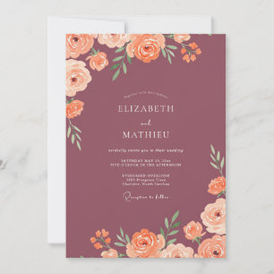 Convite Casamento Pétala de Coral Malva