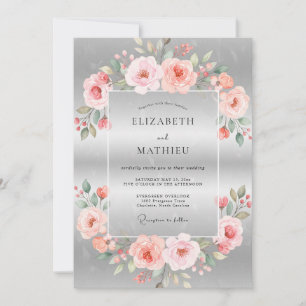 Convite Casamento Pétala de Coral Silver Blush