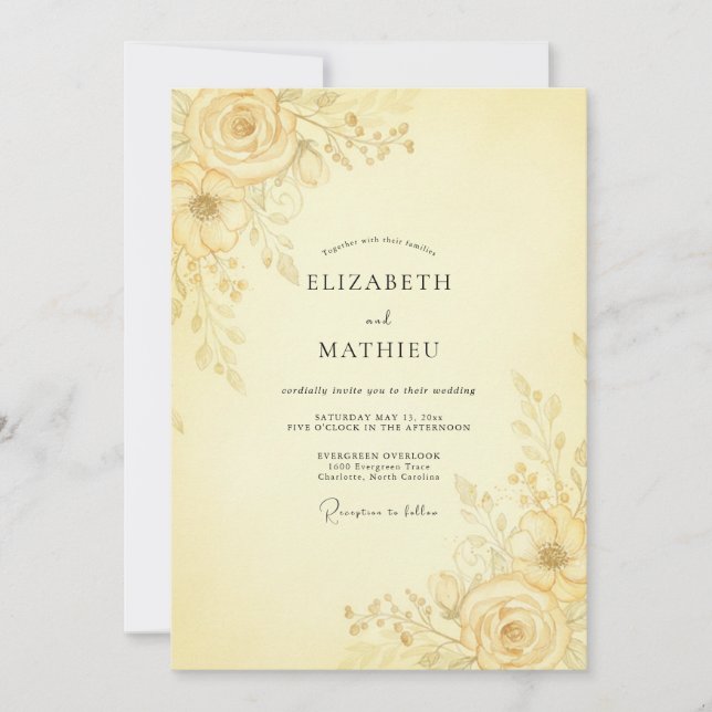 Convite Casamento Pétala de Creme de Manteiga (Frente)