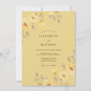 Convite Casamento Pétala de Creme de Manteiga Dourado