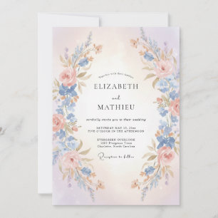 Convite Casamento Pétala de Damasco Azul-marinho