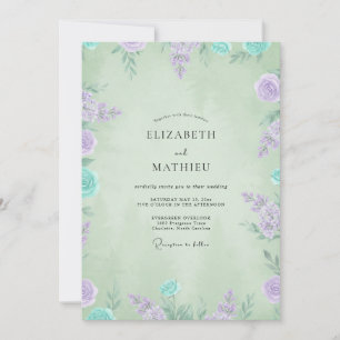 Convite Casamento Pétala de Hortelã e Periwinkle