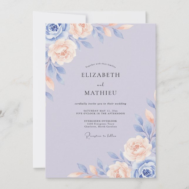 Convite Casamento Pétala de Lilás Alfazema (Frente)
