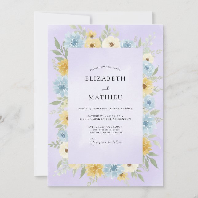 Convite Casamento Pétala de Mel Lilás (Frente)