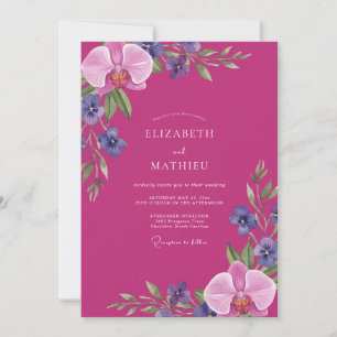 Convite Casamento Pétala de Orquídea Magenta