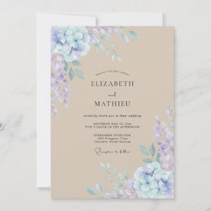 Convite Casamento Pétala de Periwinkle Bege