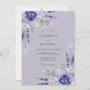 Convite Casamento Pétala de Periwinkle Lavanda Pálida