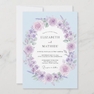 Convite Casamento Pétala de Periwinkle Lavanda Suave