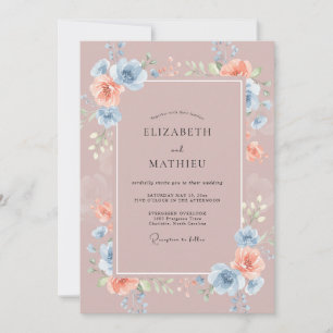 Convite Casamento Pétala de Periwinkle Rosa