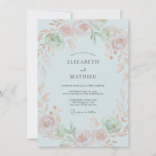 Convite Casamento Pétala de Pêssego Celeste