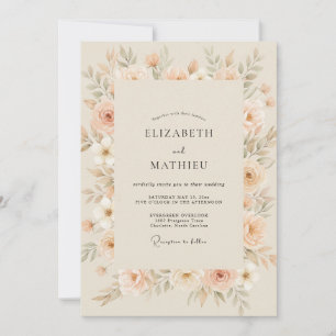 Convite Casamento Pétala de Pêssego Champagne Dourado
