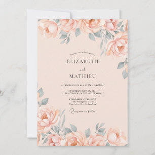 Convite Casamento Pétala de Pêssego Macio Slate