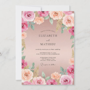 Convite Casamento Pétala de Pêssego Magenta