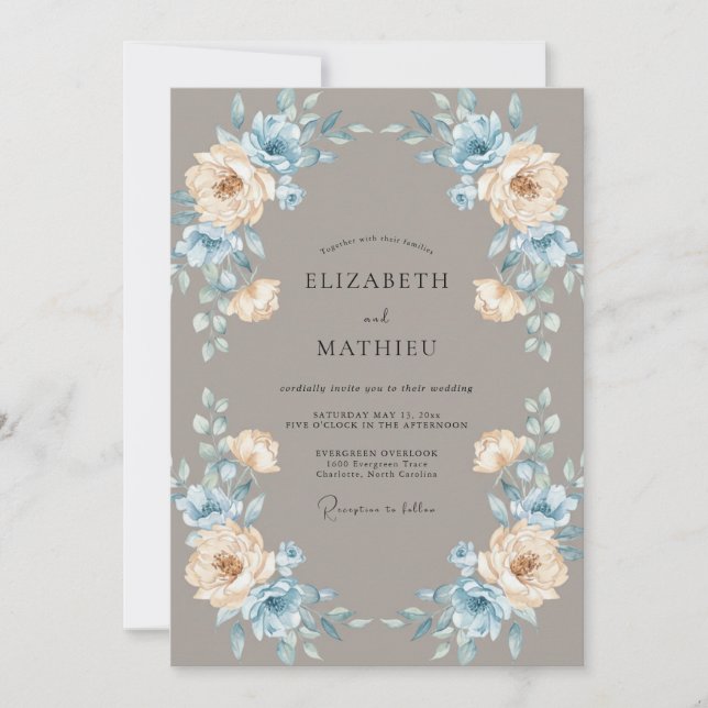 Convite Casamento Pétala de Pó de Taupe (Frente)