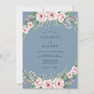 Convite Casamento Pétala de Rosa Slate
