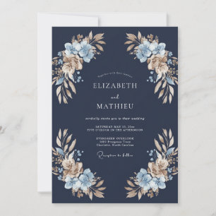 Convite Casamento Pétala de Taupe à Meia-Noite