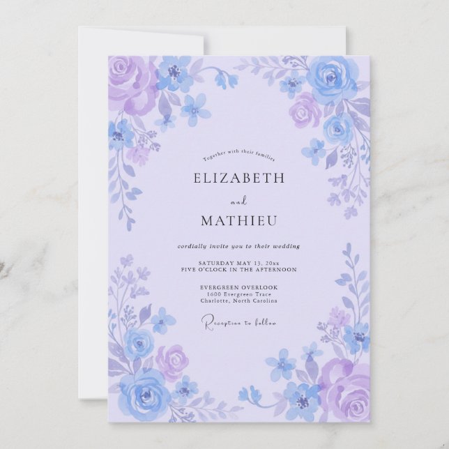 Convite Casamento Pétala de Vinca Lavanda (Frente)